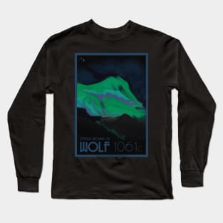 Art Deco Space Travel Poster  - Wolf 1061-C Long Sleeve T-Shirt